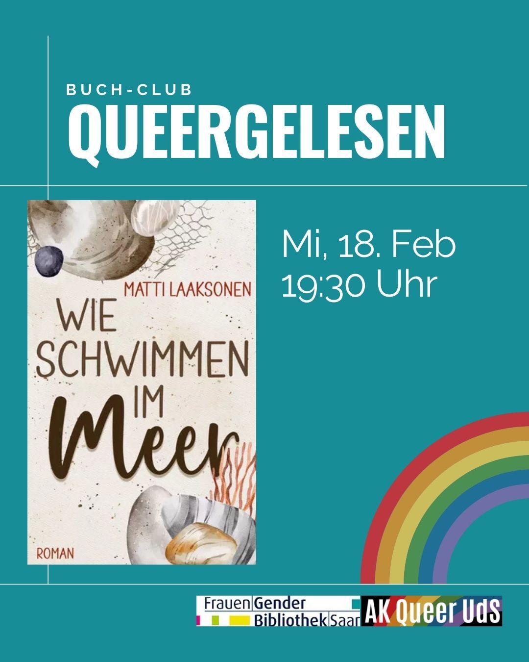 „Queergelesen“ am 18.2.2026 mit „Wie schwimmen im Meer“ von Matti Laaksonen