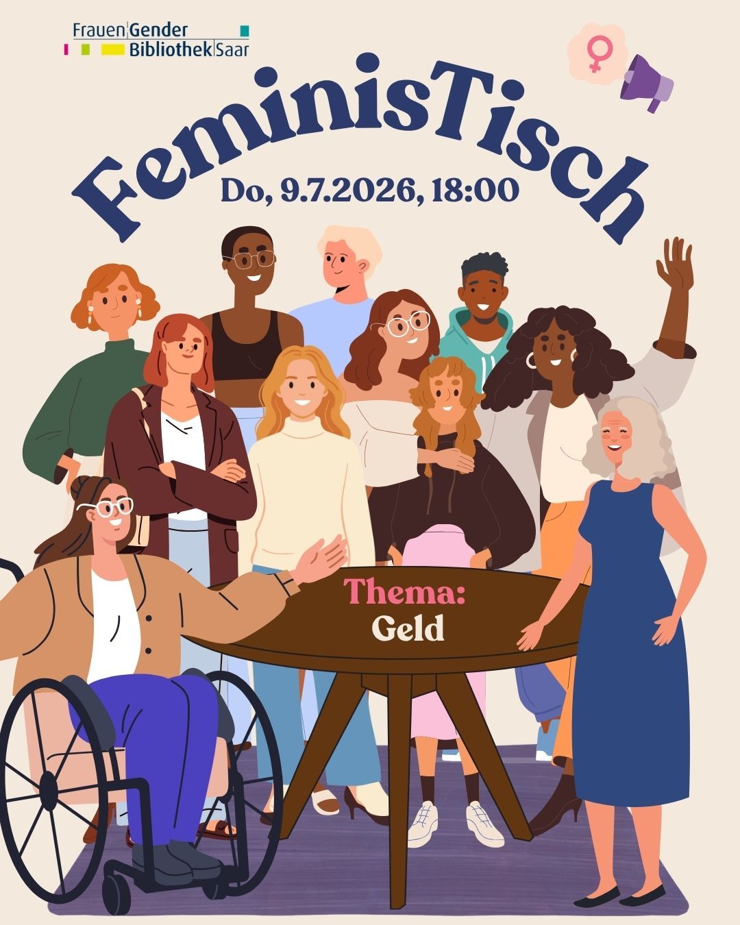 After Work „FeminisTisch“ am 9. Juli 2026: Thema Geld