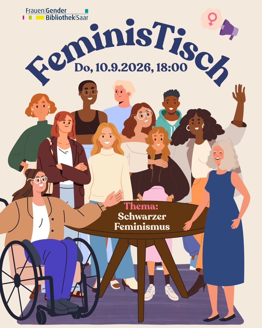 After Work „FeminisTisch“ am 10. September 2026, Thema „Schwarzer Feminismus“