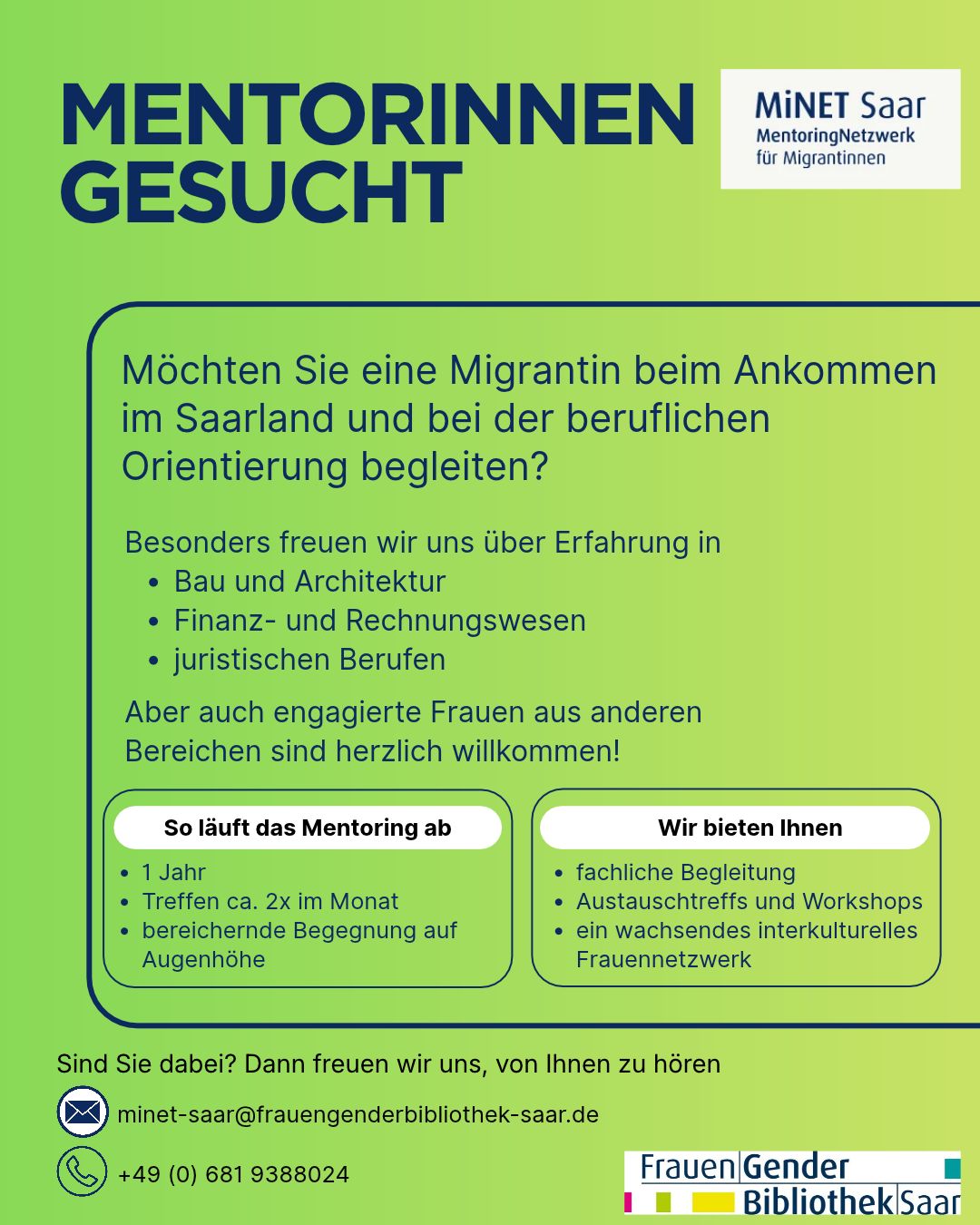 MiNET Saar: Ehrenamtliche Mentorinnen gesucht